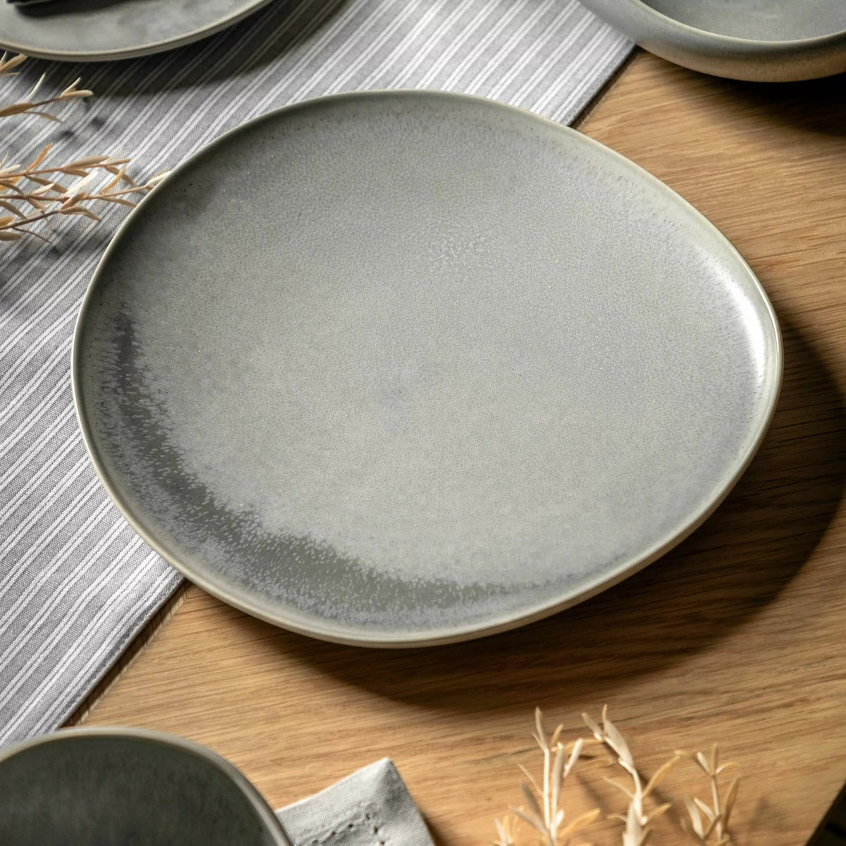 Pebble Glaze Dinner Plate Dove Grey Set of 4