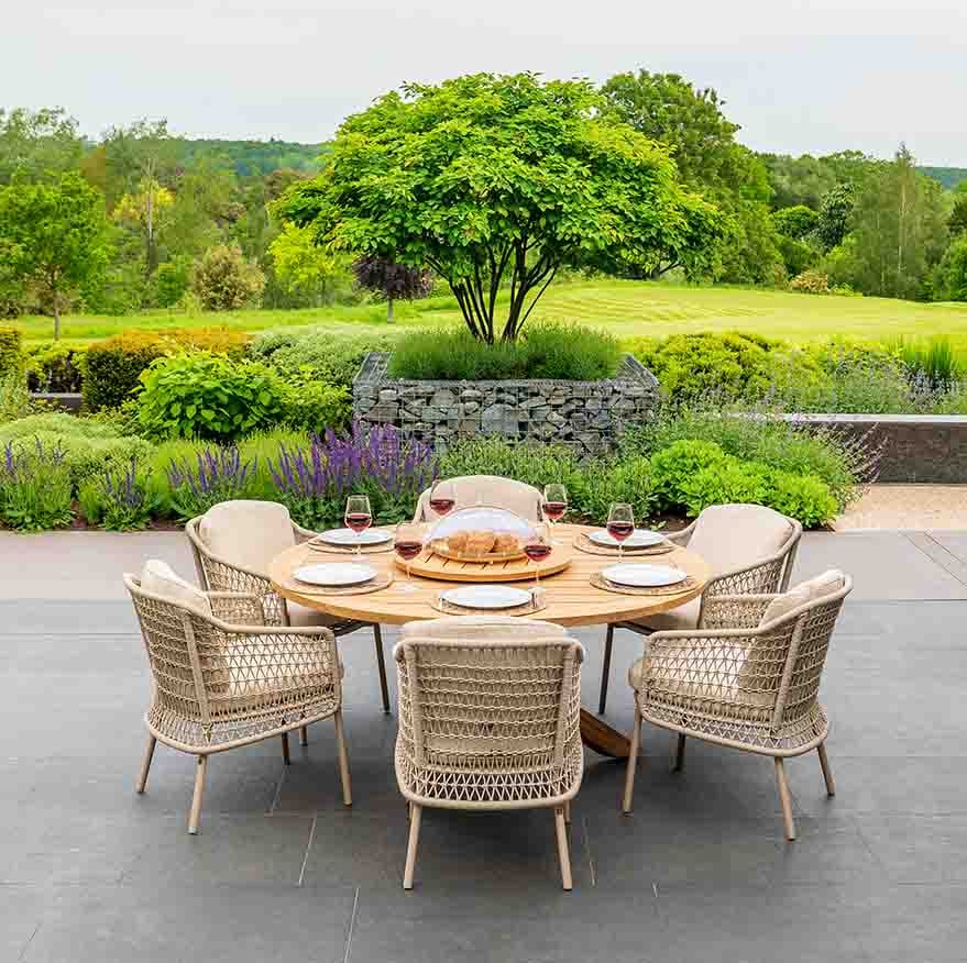 Ex-Display Puccini 6 Seat Outdoor Dining Set with 160cm Round Prado Table