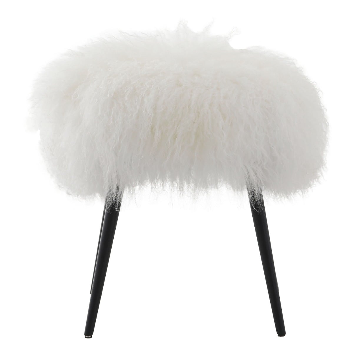 Baaarb Stool in White Long Sheepskin