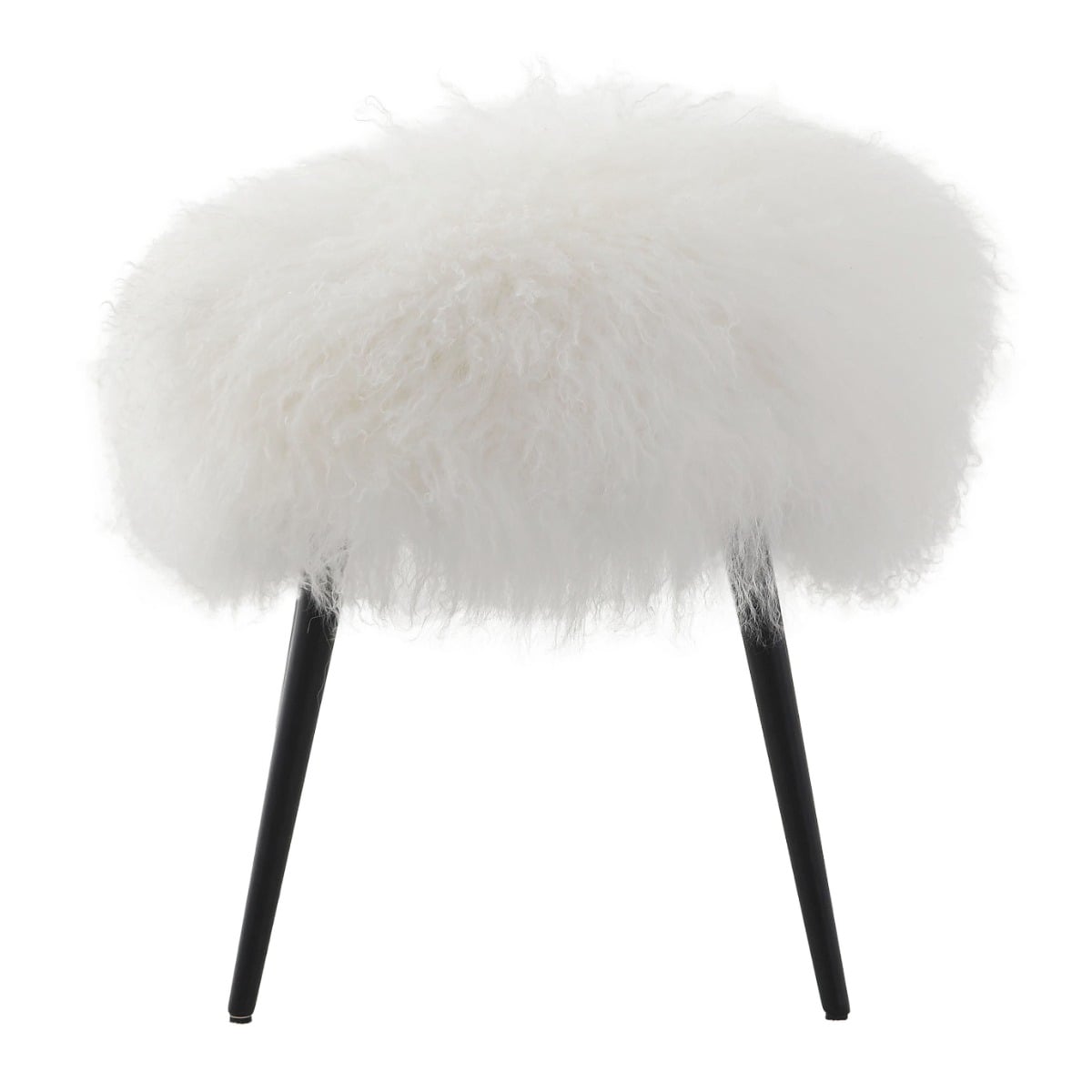 Baaarb Stool in White Long Sheepskin