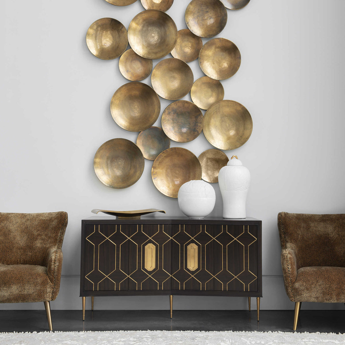 Aitana Wall-Mounted Bowls in Antique Brass - Set of 3