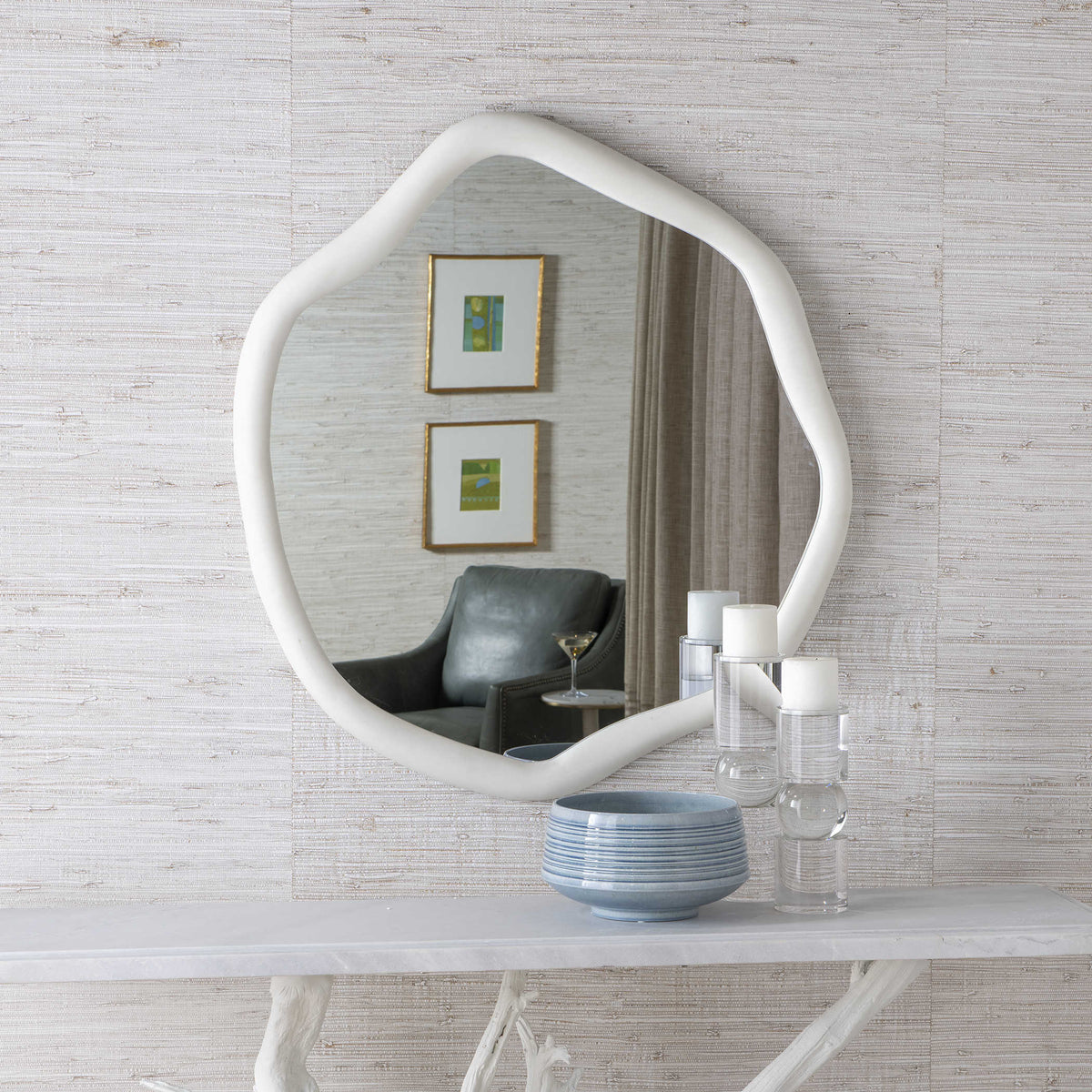 Amorphic Mirror in Ivory Stone - Large