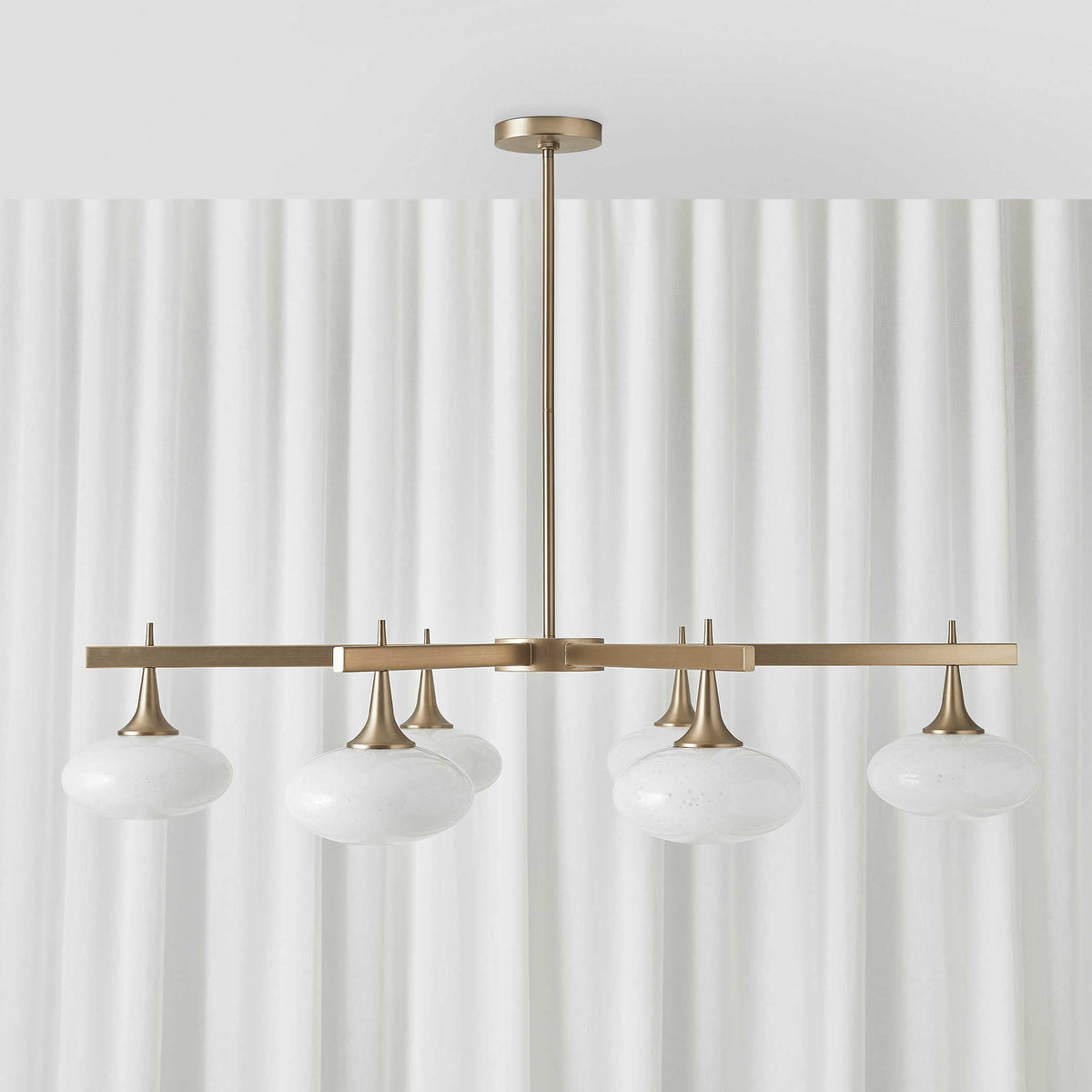 Suspension 6 Light Chandelier in Rich Brass