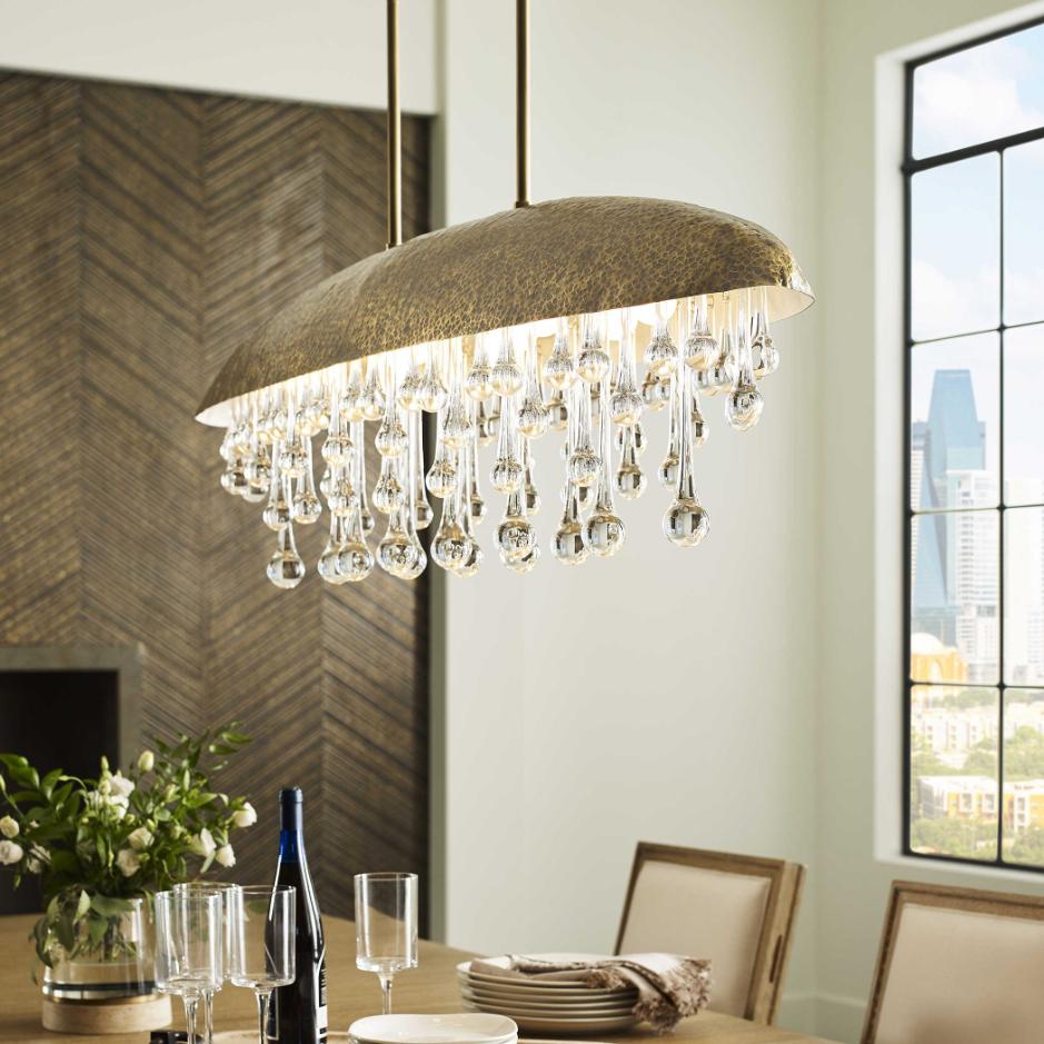Downpour Brass & Glass Droplet Pendant