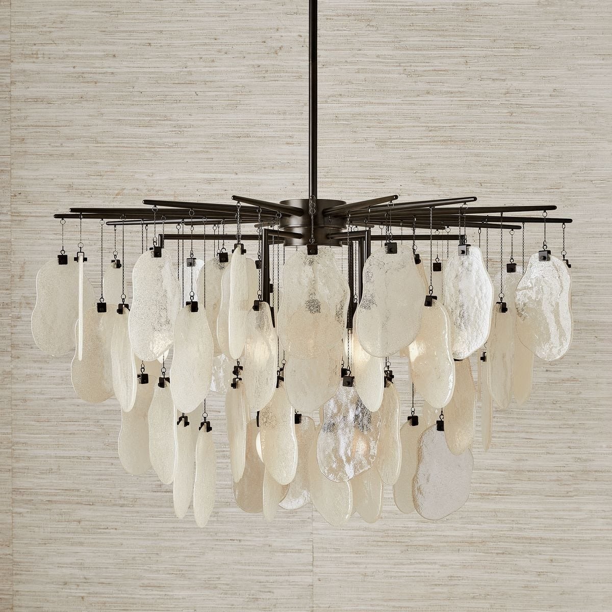 Seeded Shield 8 Light Chandelier in Champagne