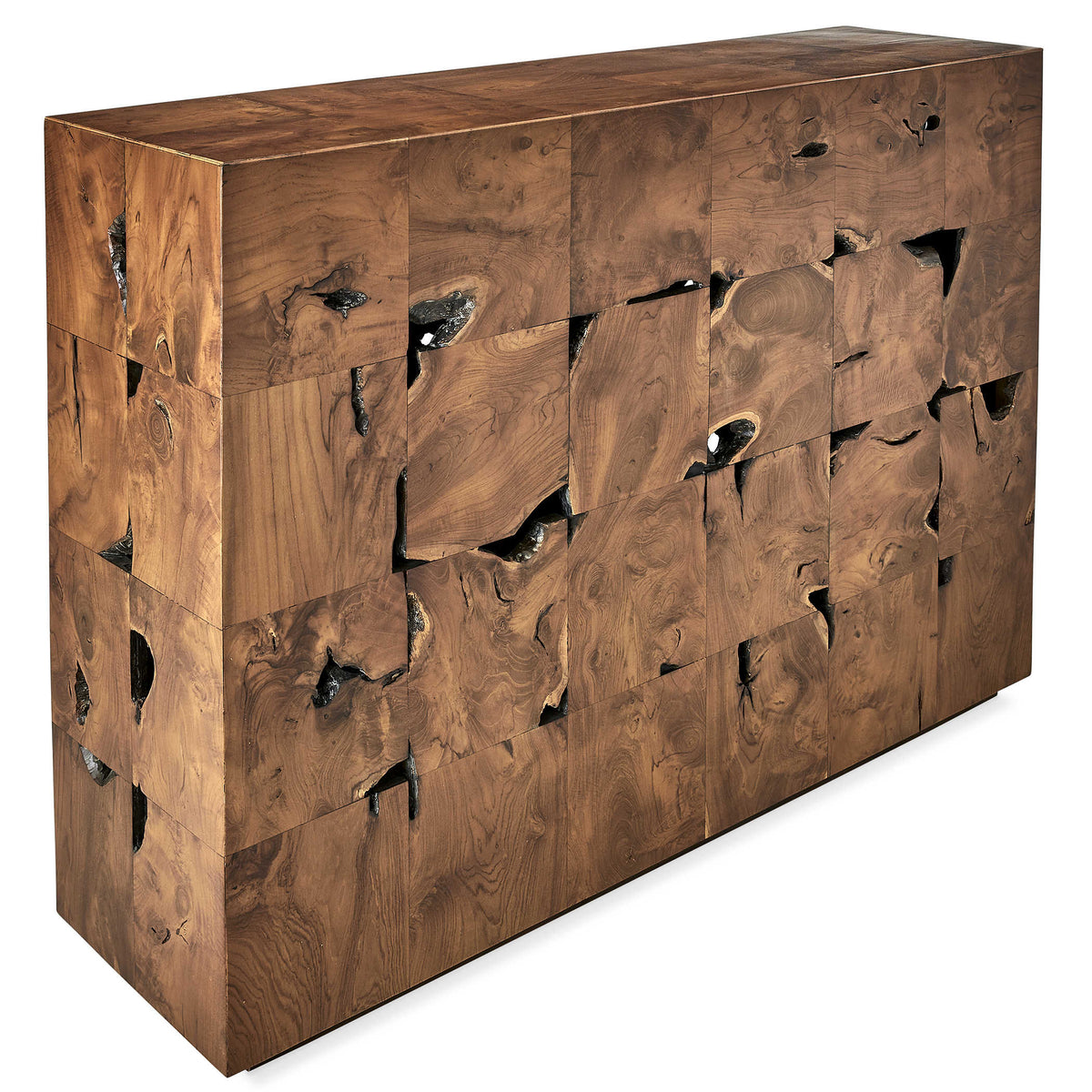 Teak Tac Toe Console Table - Caramel