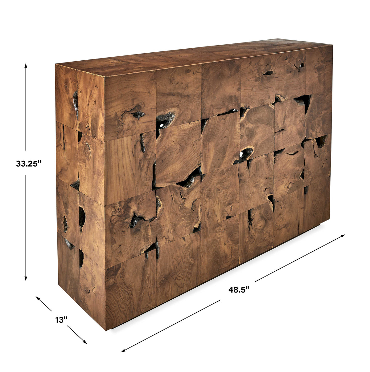 Teak Tac Toe Console Table - Caramel