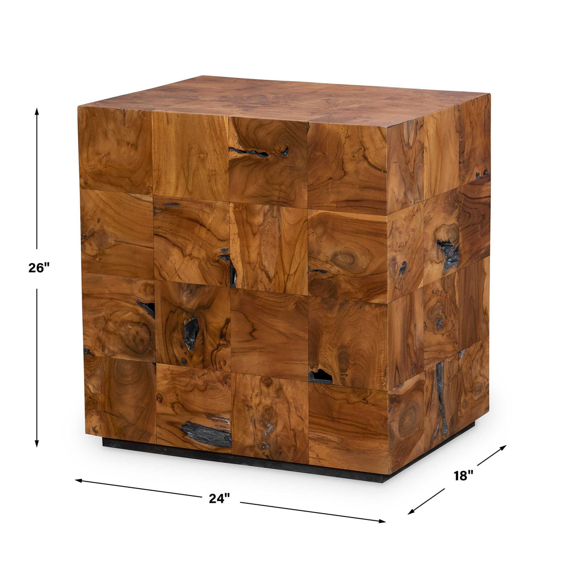 Teak Tac Toe End Table - Caramel
