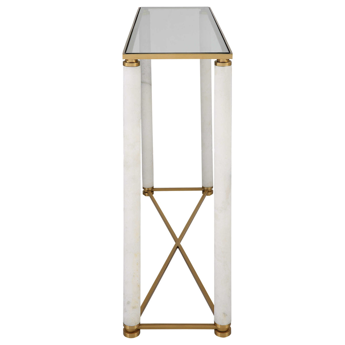 White Pillar Console Table