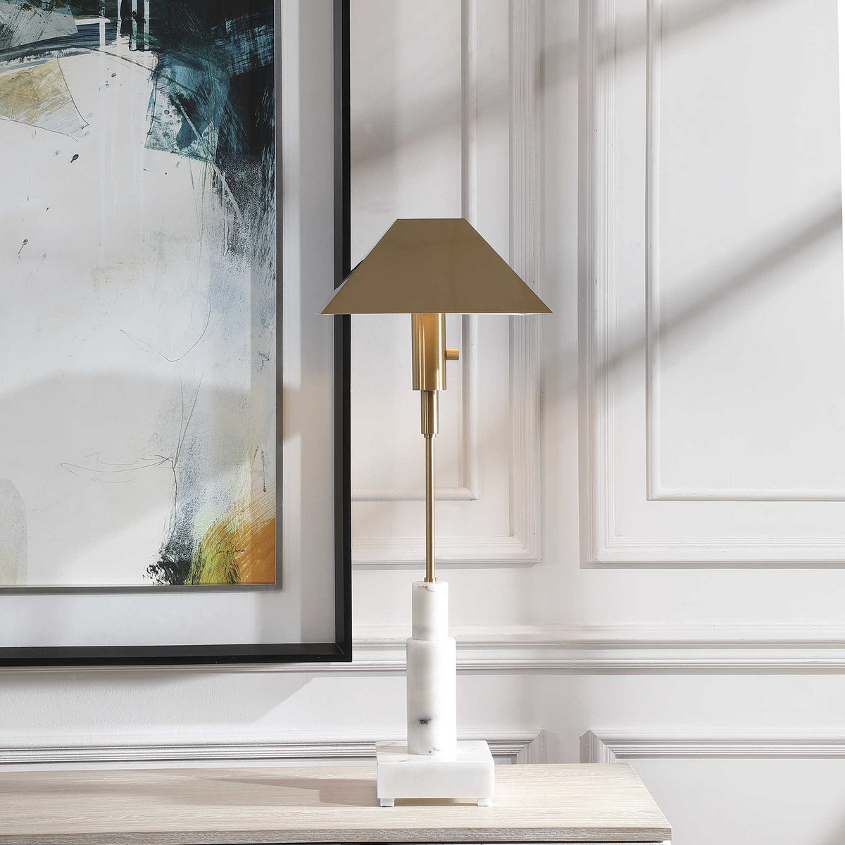 Telescope Buffet Lamp in White Marble
