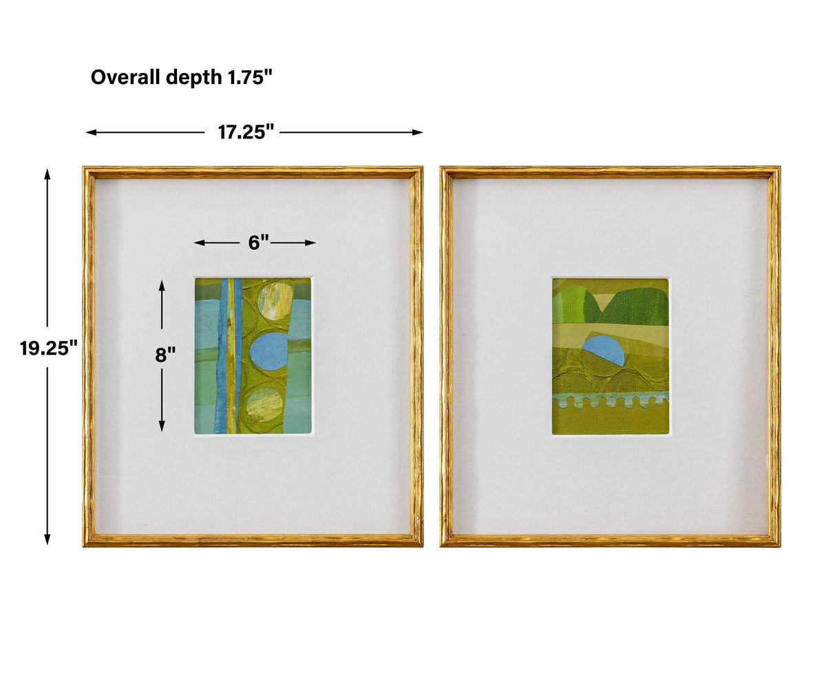 Petite Bijoux Framed Canvases - Lime, S/2