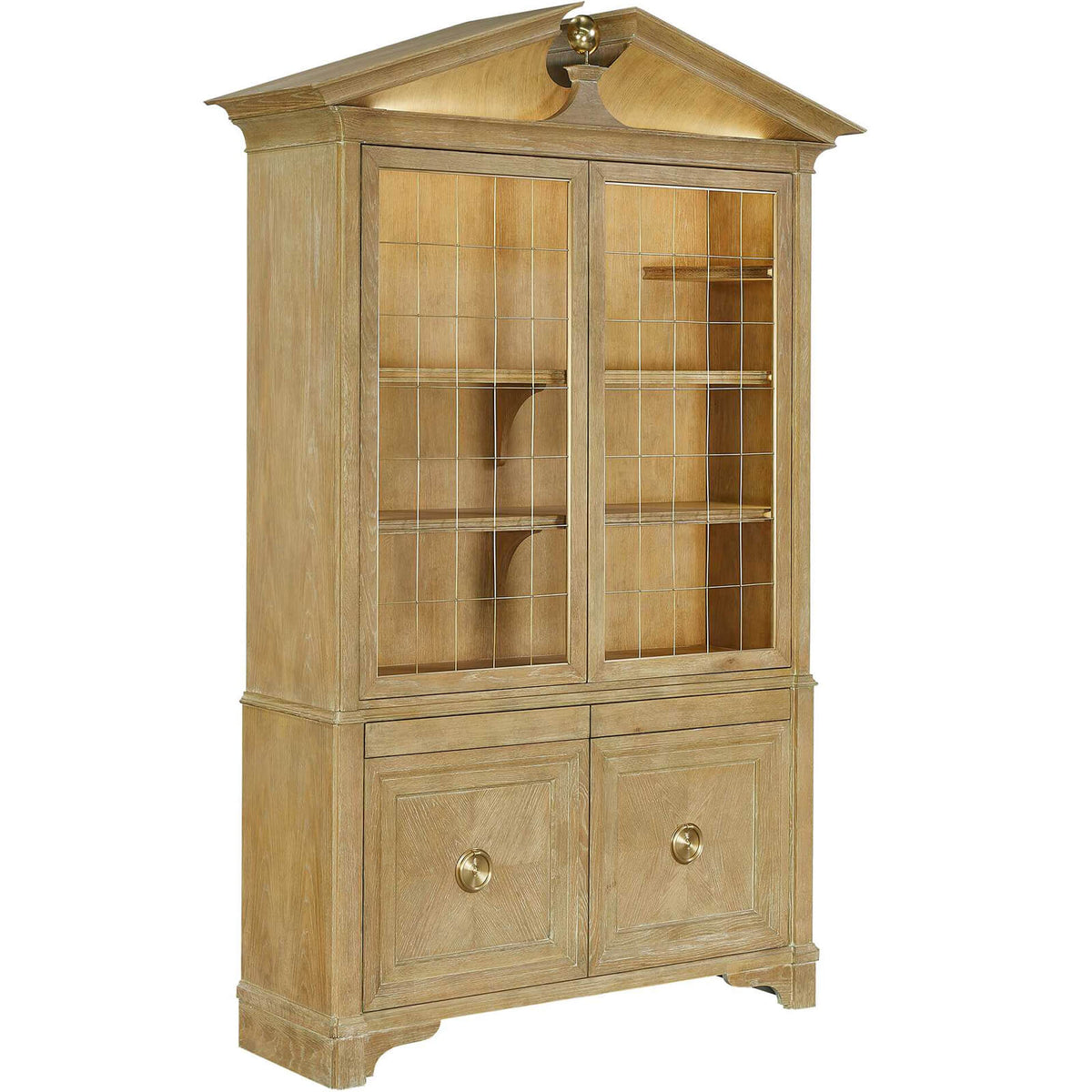 Pediment Tall Cabinet in Scrubbed Light Oak