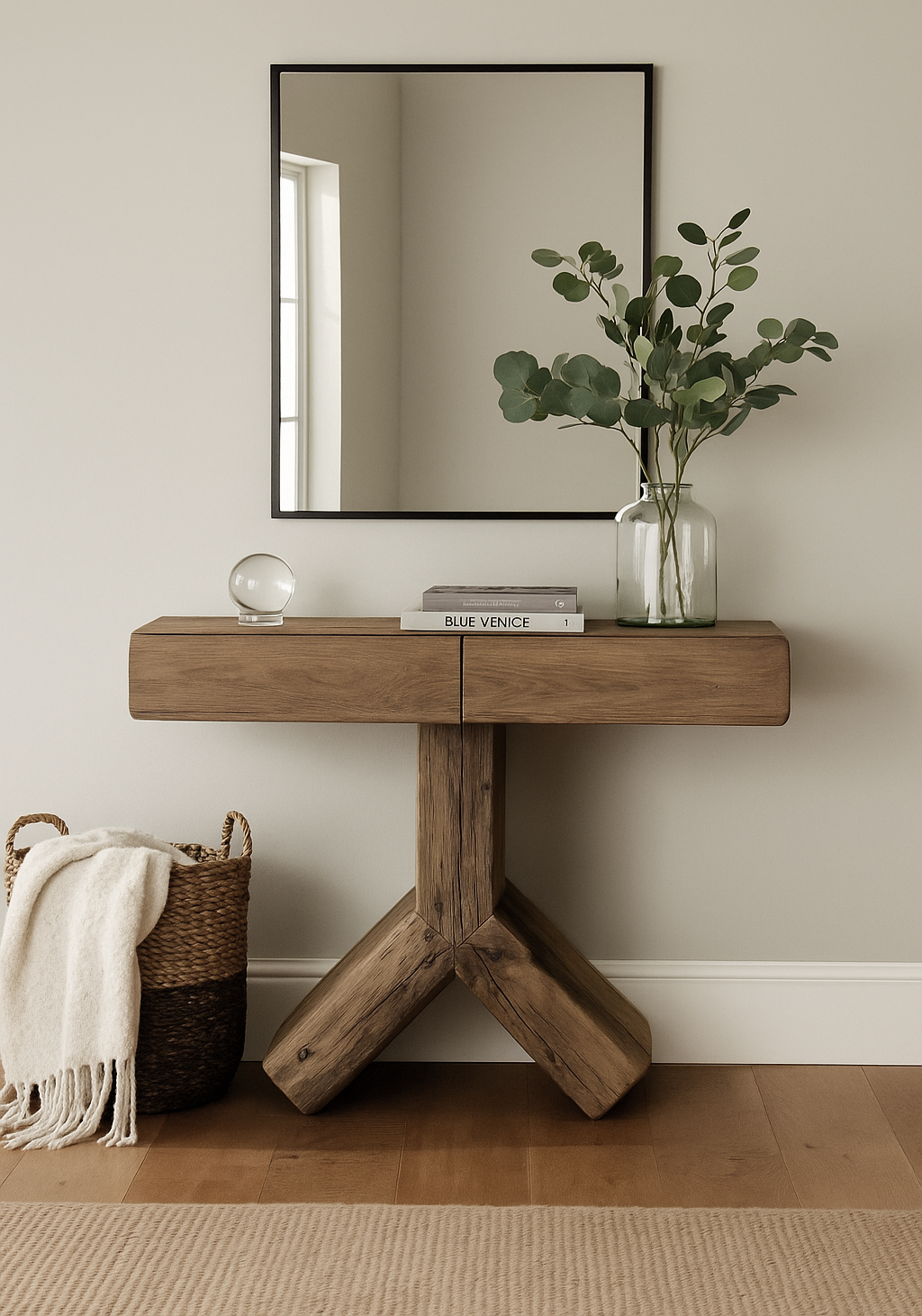 Reclaimed Oak Cross Console Table