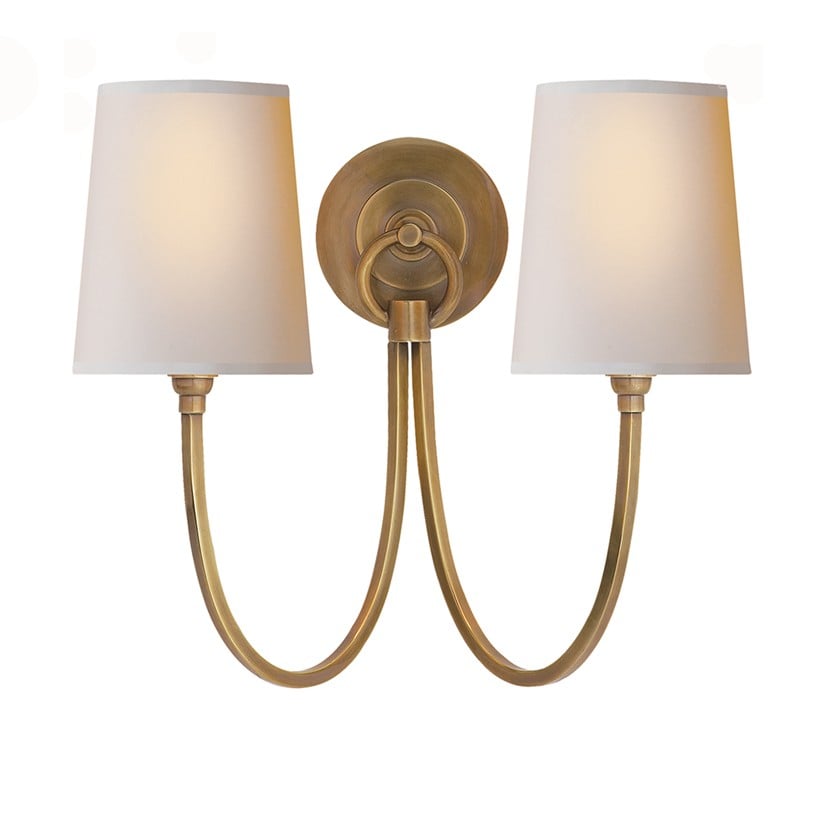 Reed Double Wall Light | Antique Brass