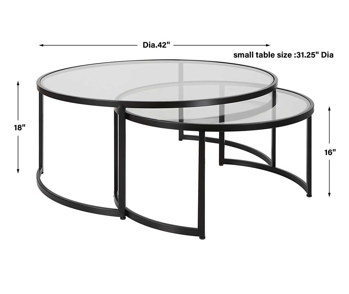 Rhea Black Nesting Coffee Tables S/2