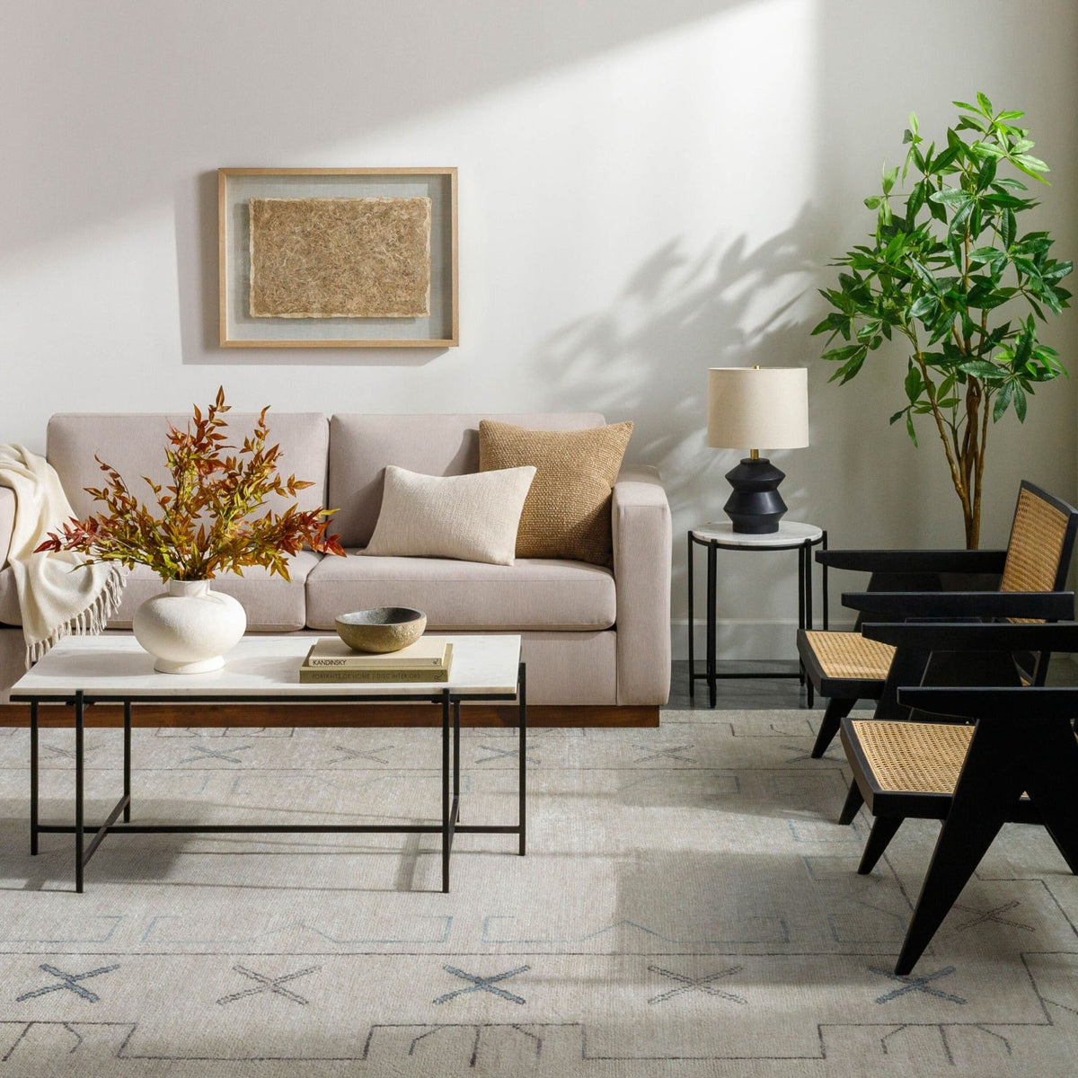 Riviera Hand Knotted Rug in Light Neutral - 274 x 183 cm