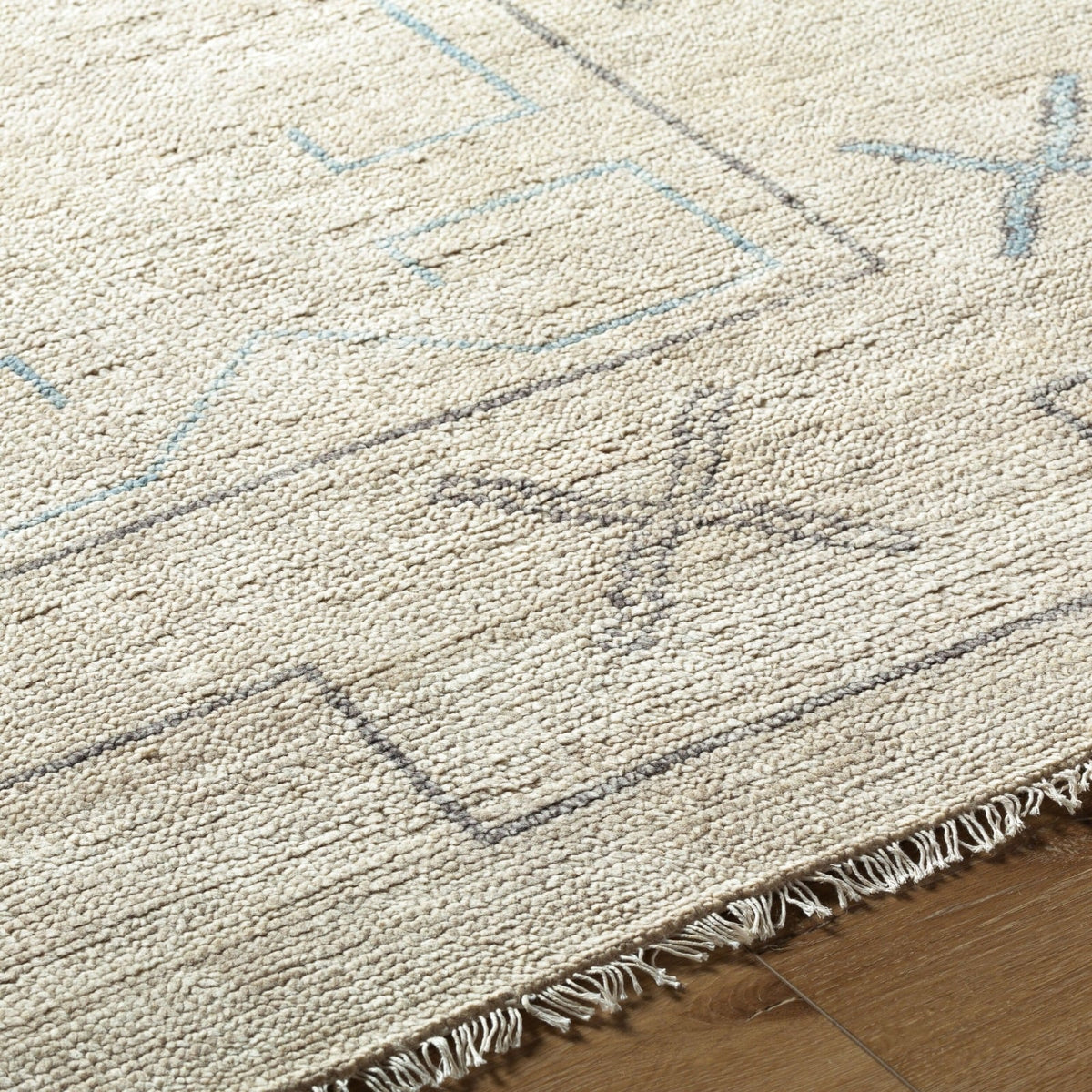 Riviera Hand Knotted Rug in Light Neutral - 274 x 183 cm