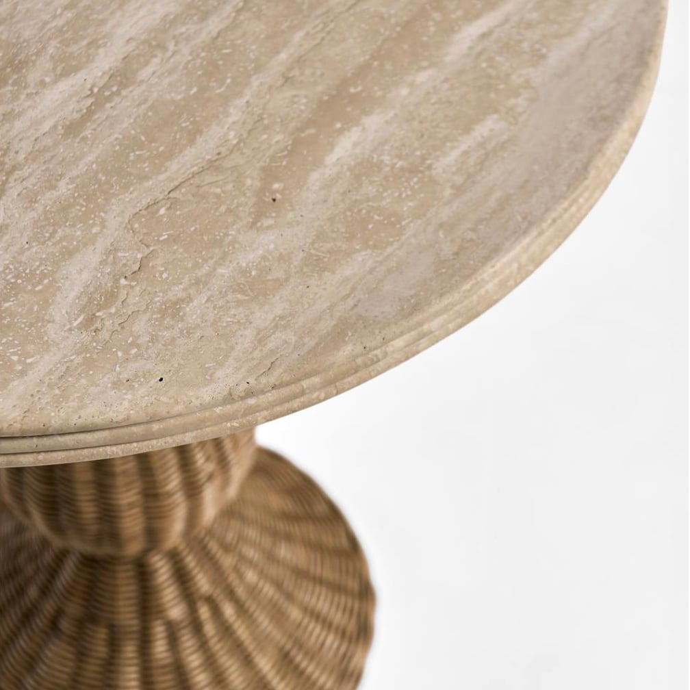 Palm Court Round Travertine Side Table