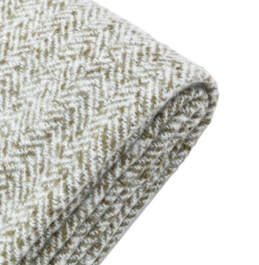Herringbone Faux Mohair Throw Olive