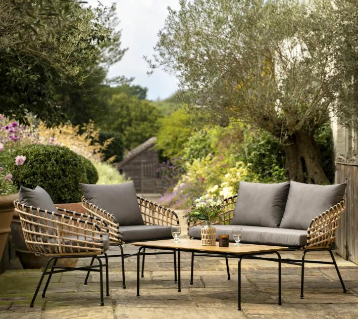 Alanya Outdoor Lounge Set Rattan & Black
