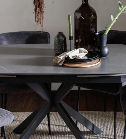 Sintered Extending Dining Table in Stone - 140-200cm