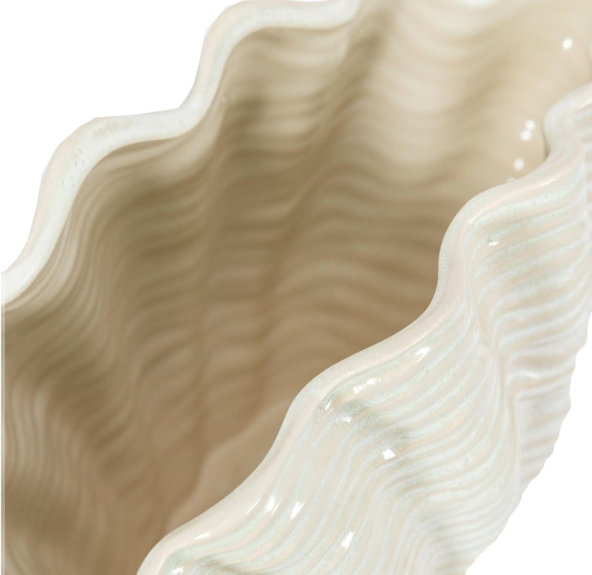 Clamshell Vase Large Reactive White