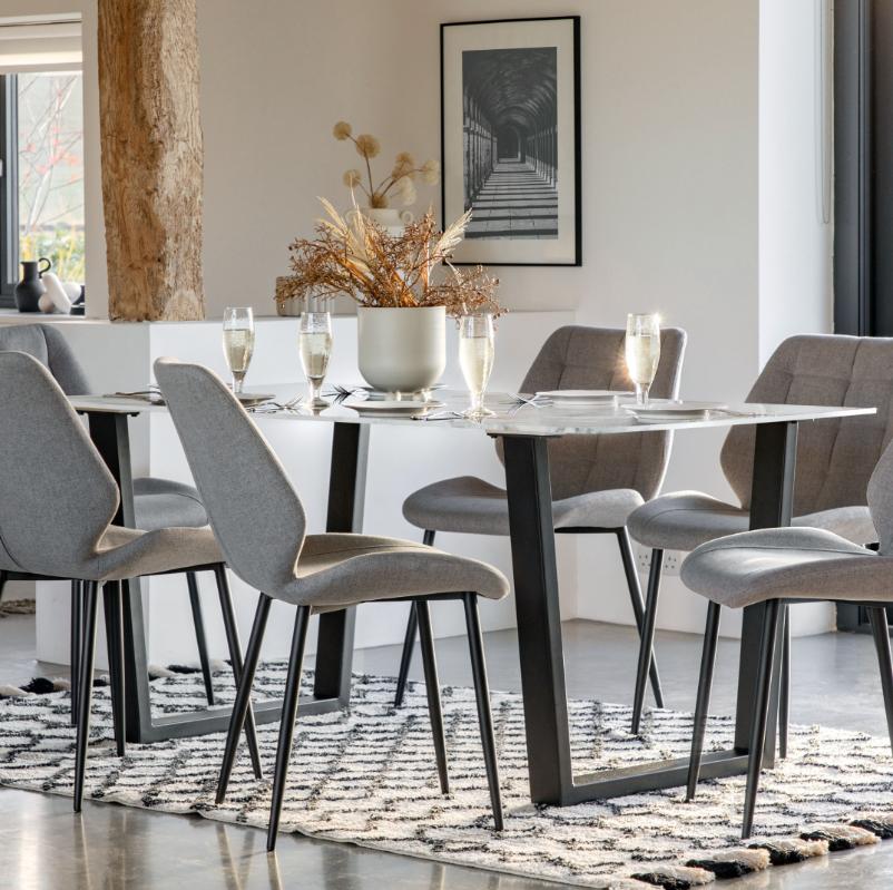 Enzo Dining Table White Marble Effect - 160cm