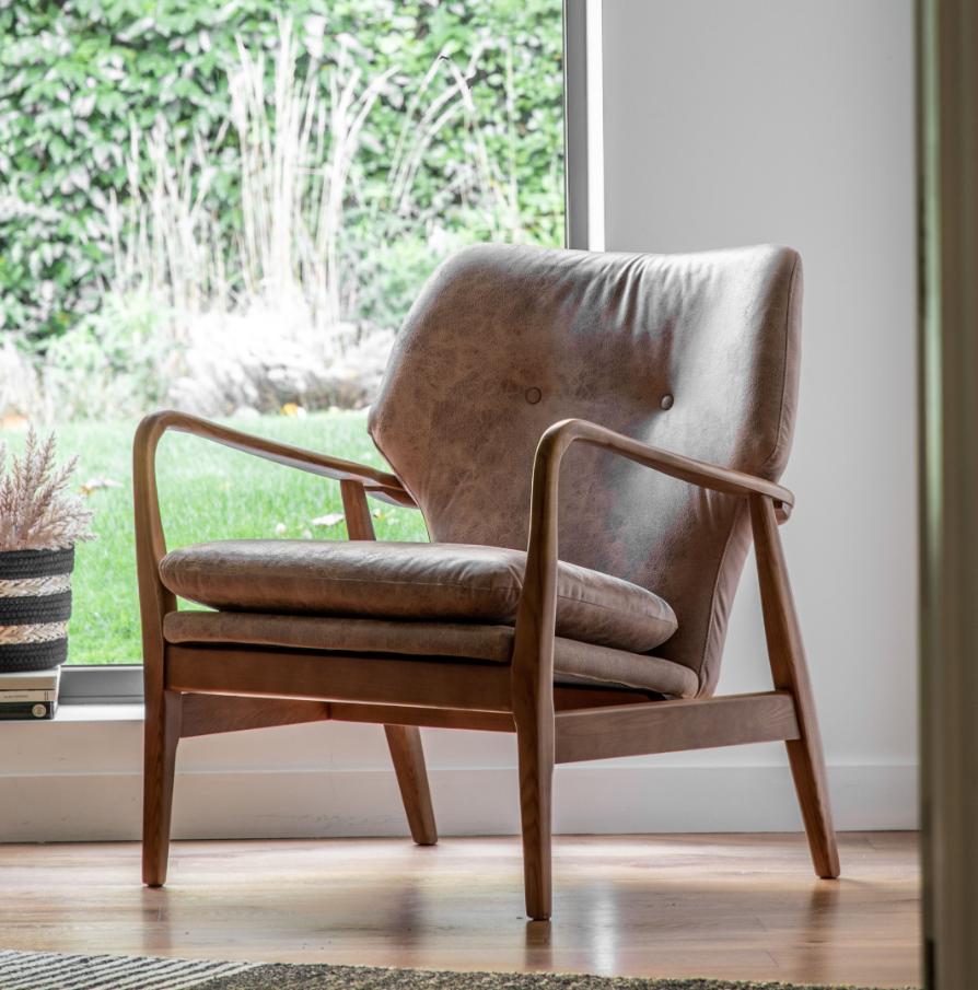 Olska Armchair Brown Leather
