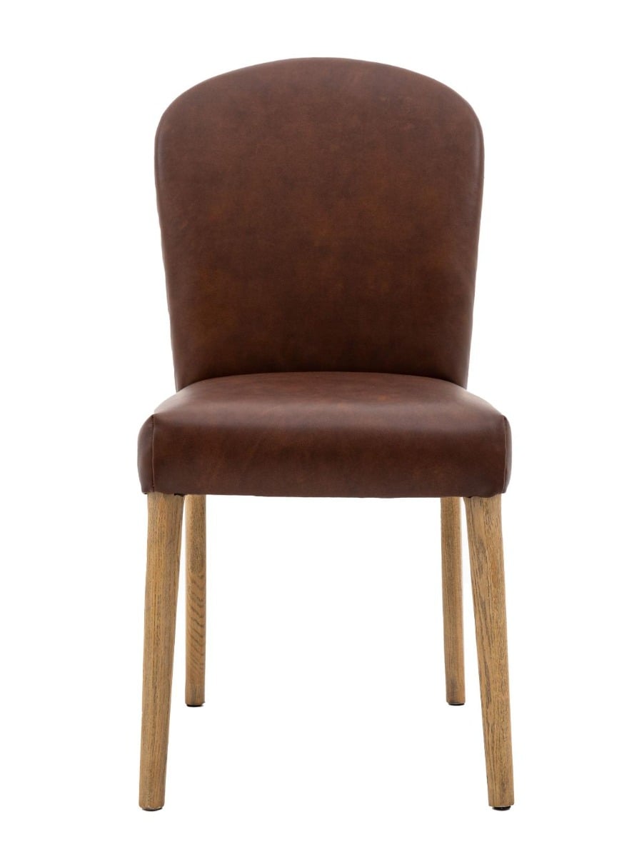 Hinton Dining Chair in Brown Faux Leather - Set of 2