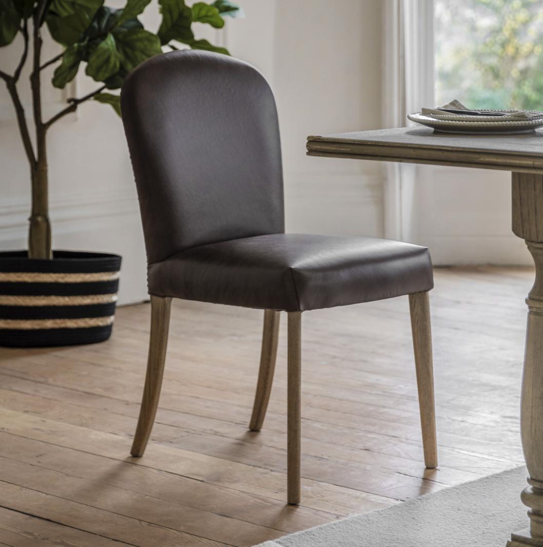 Hinton Dining Chair in Brown Faux Leather - Set of 2