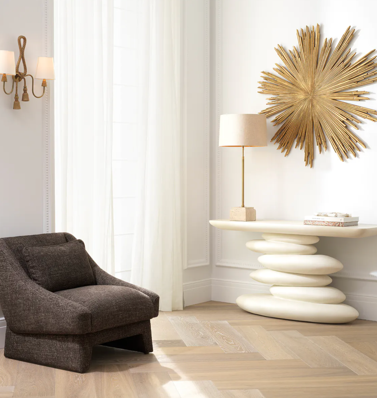 Sunburst Wall Object in Antique Gold