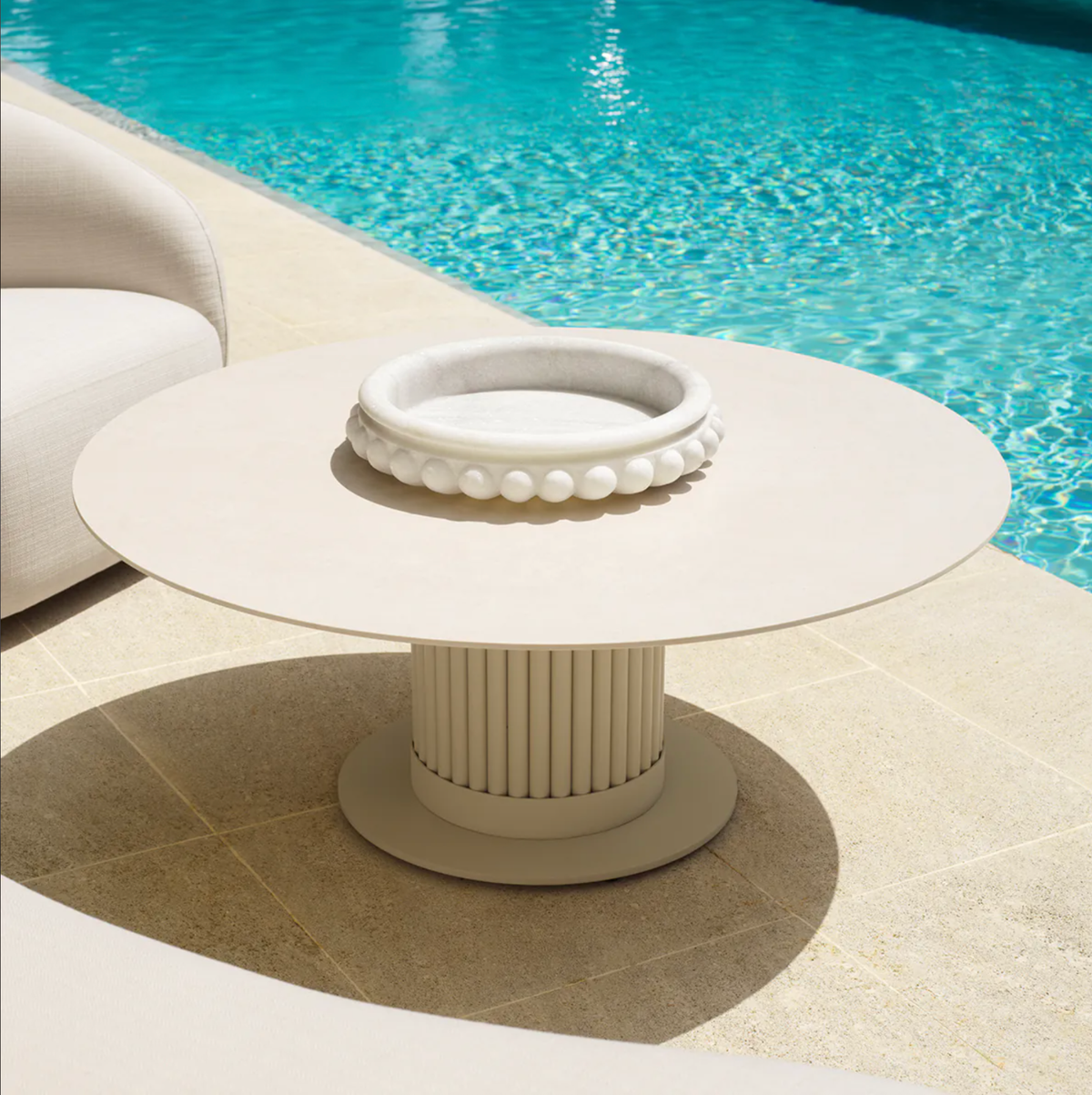 Outdoor Round Coffee Table Volterra in Sand