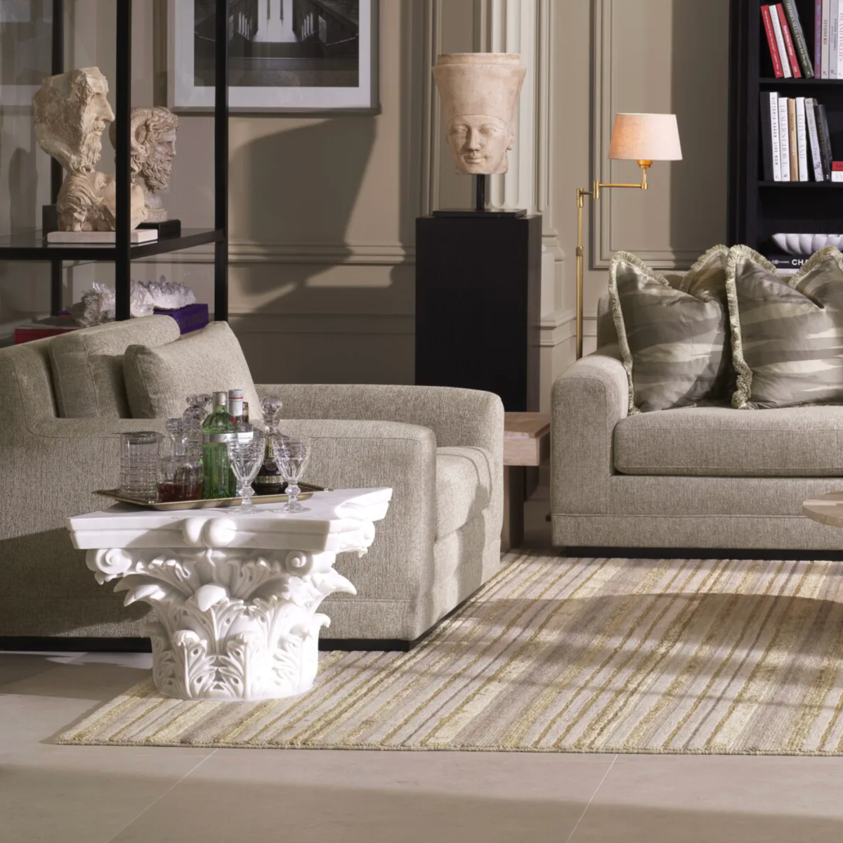 Acanthus Coffee Table in White Marble