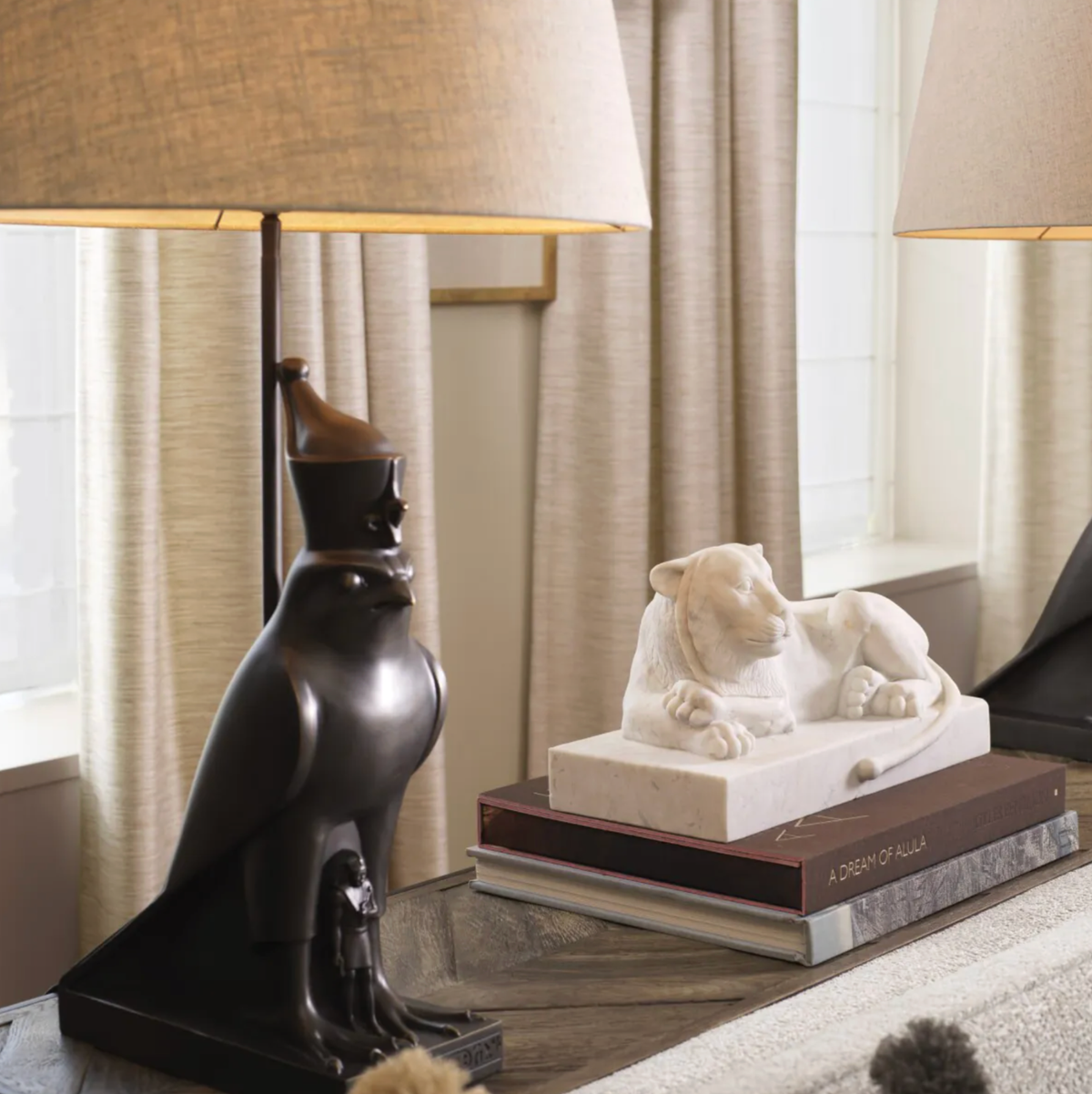 Reclining Lion Sculpture in Marble