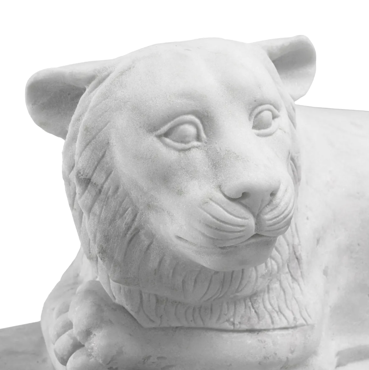 Reclining Lion Sculpture in Marble