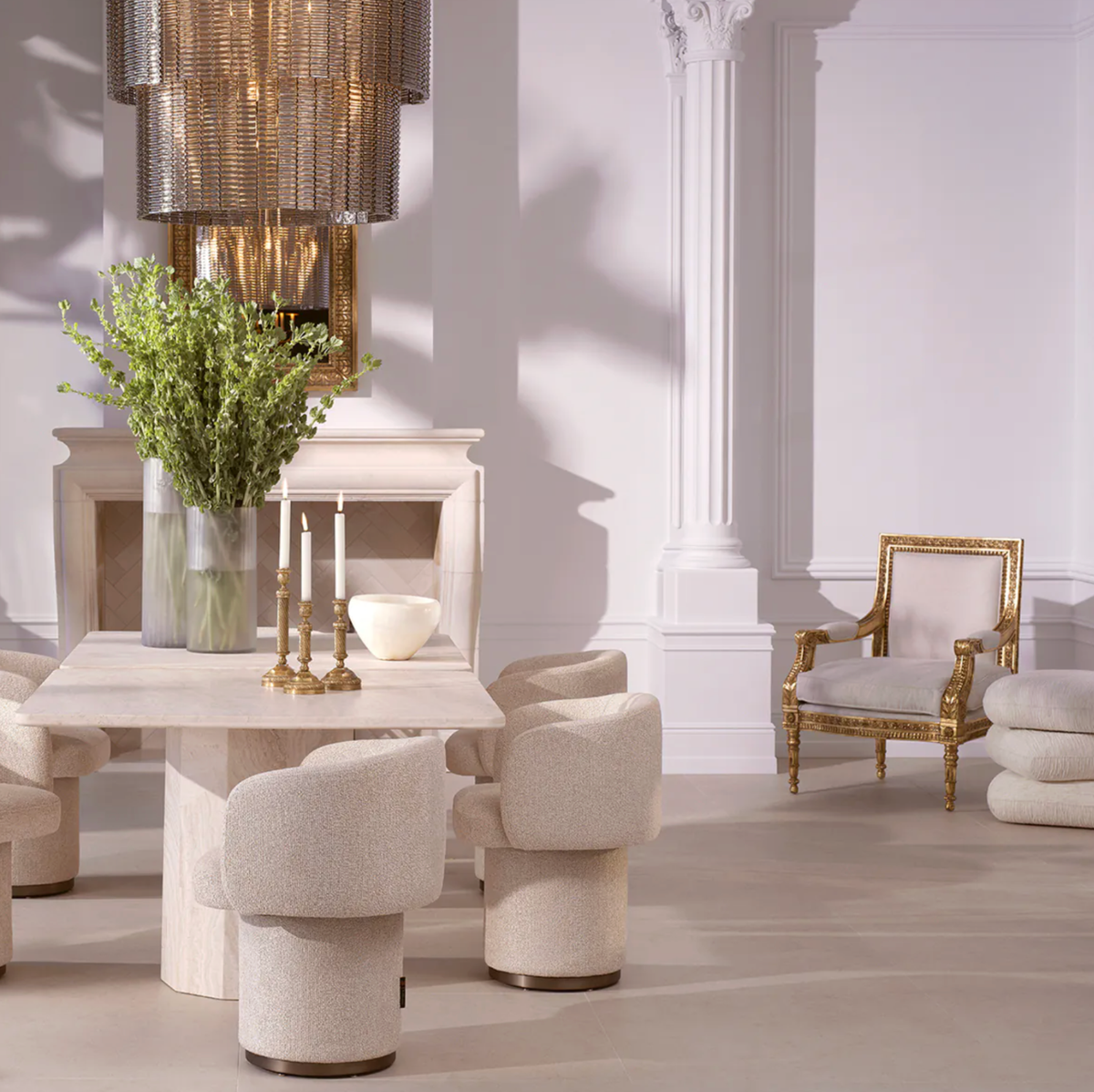 Greenwich Stool in Jacquard Off-White