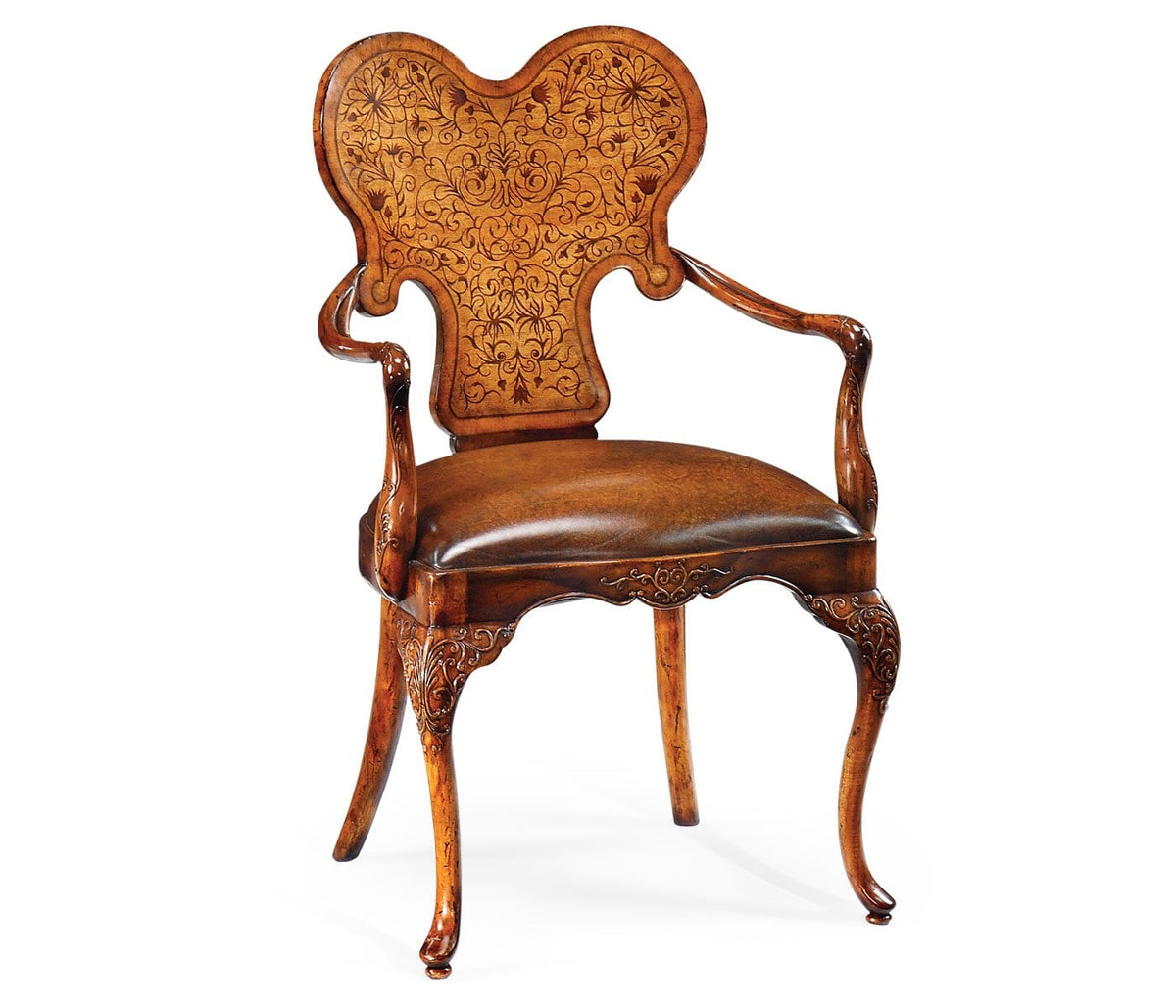 Armchair George I in Brown Leather