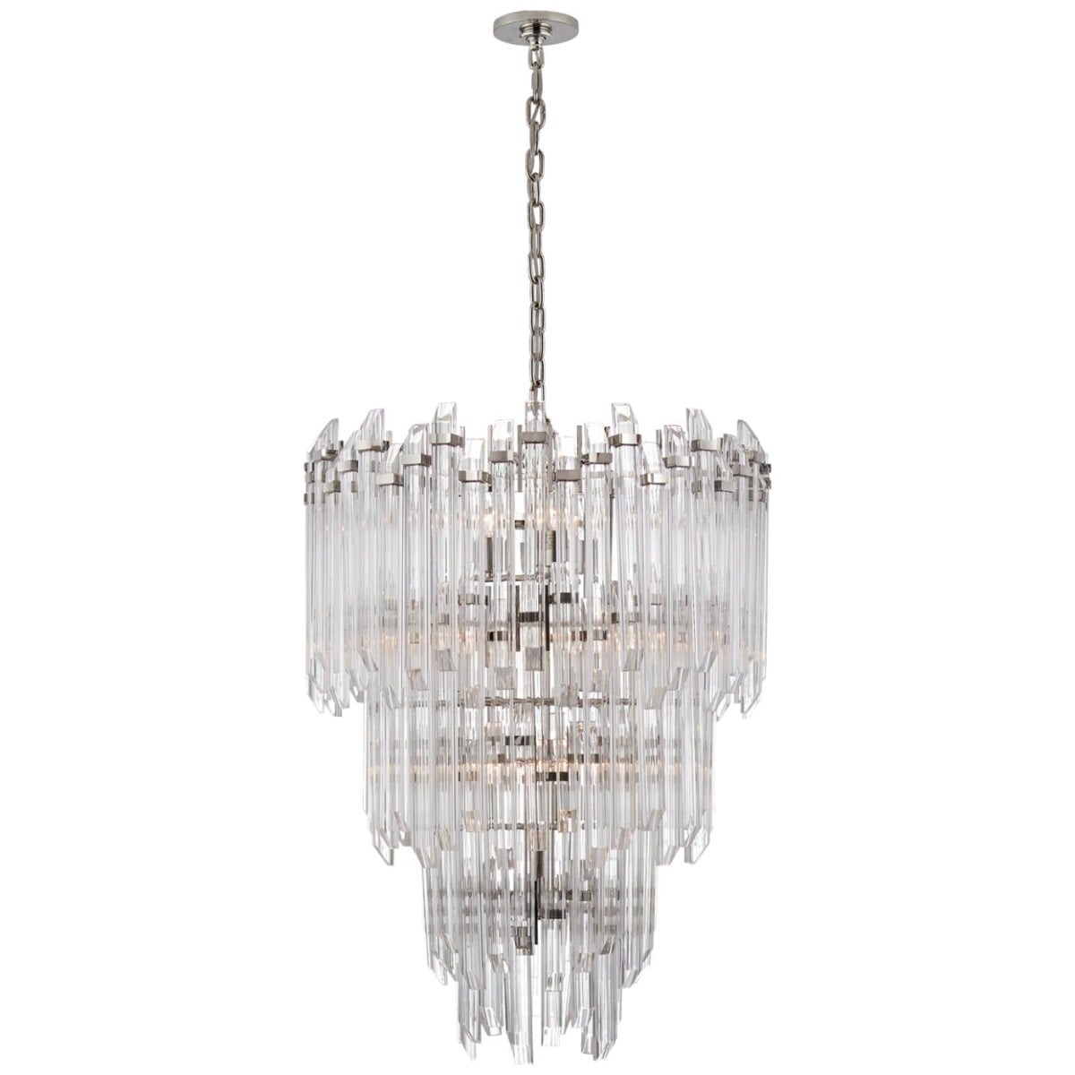 Adele Three-Tier Waterfall Chandelier in Polished Nickel with Clear Acrylic