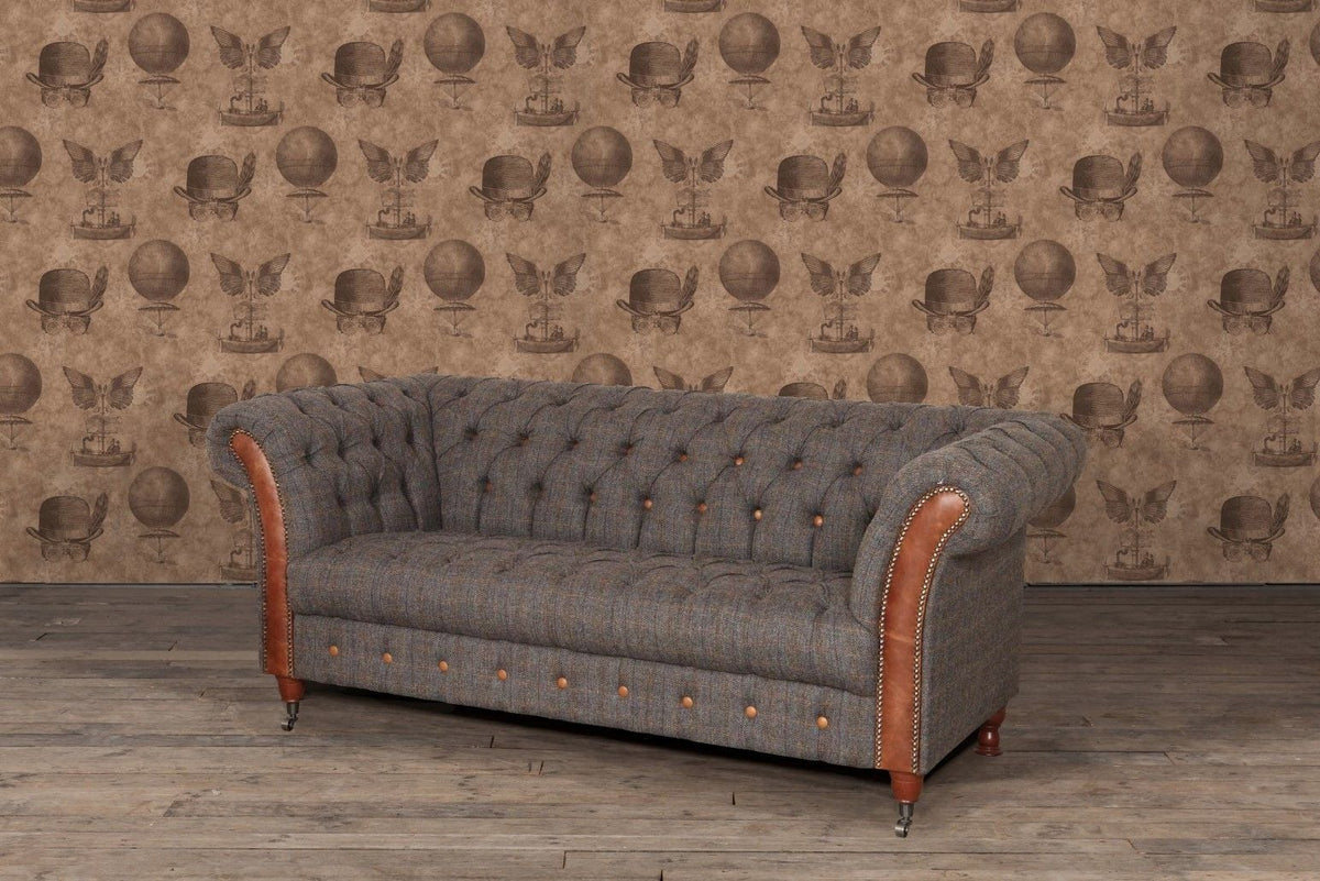 3 Seater Chester Club Sofa in Harris Tweed
