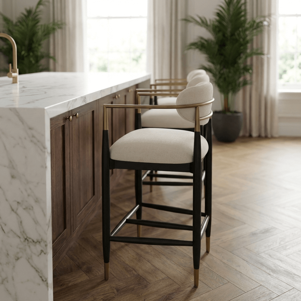 Soho Counter Stool in Ebony and Brass Finish