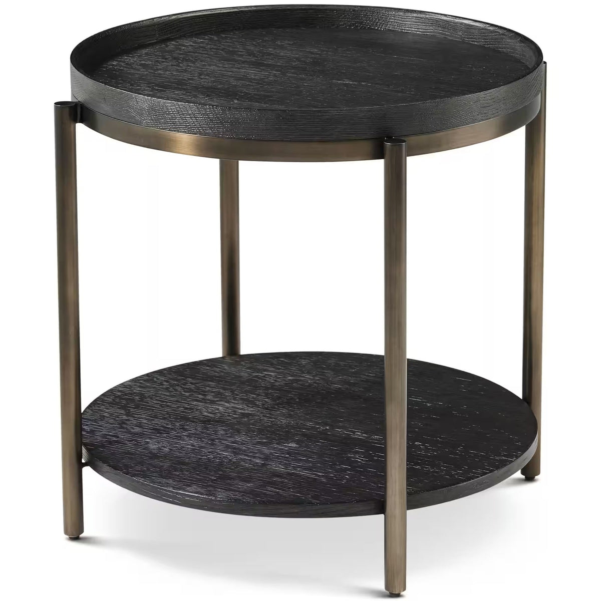 Repose Round Side Table in Charcoal Oak