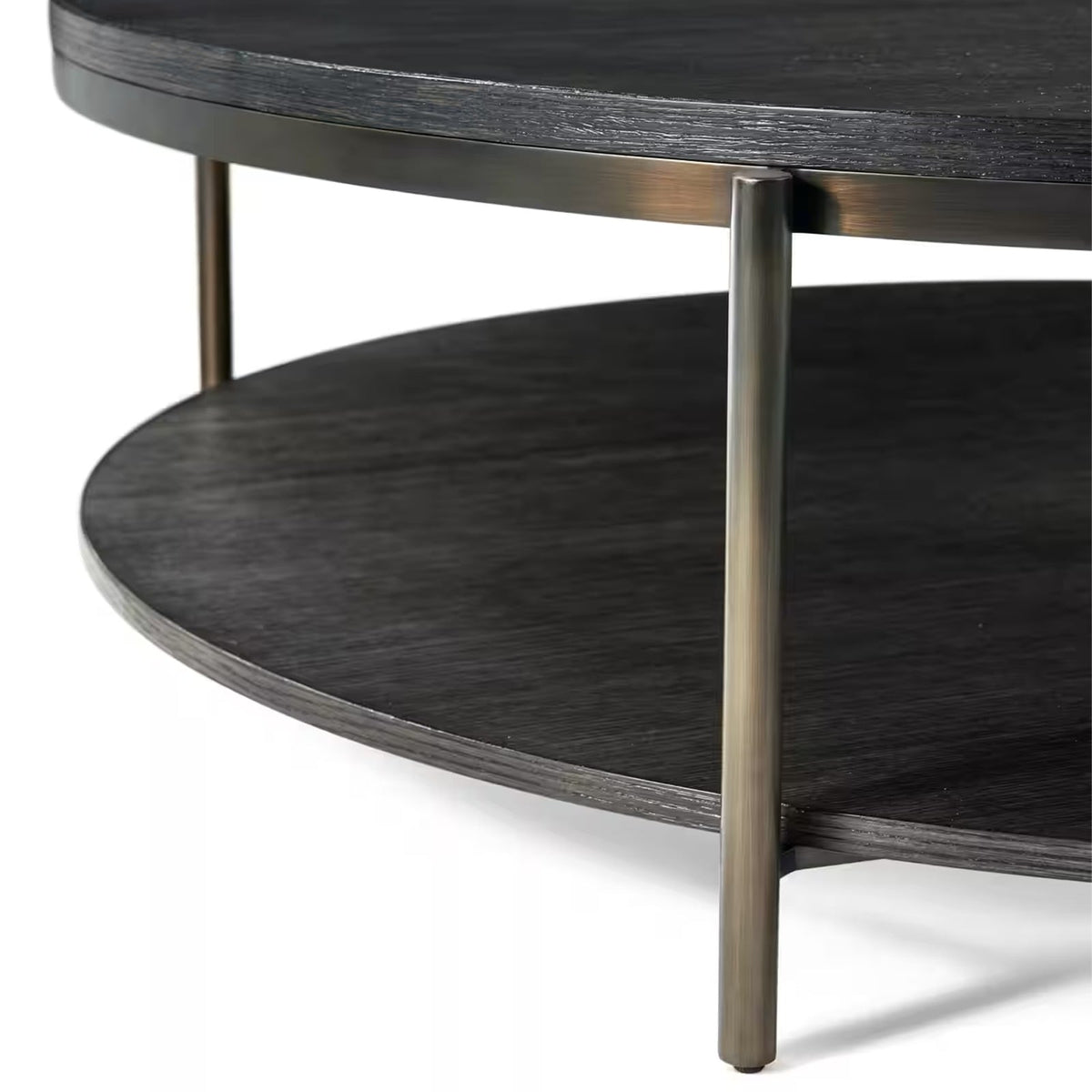 Repose Round Coffee Table in Charcoal Oak