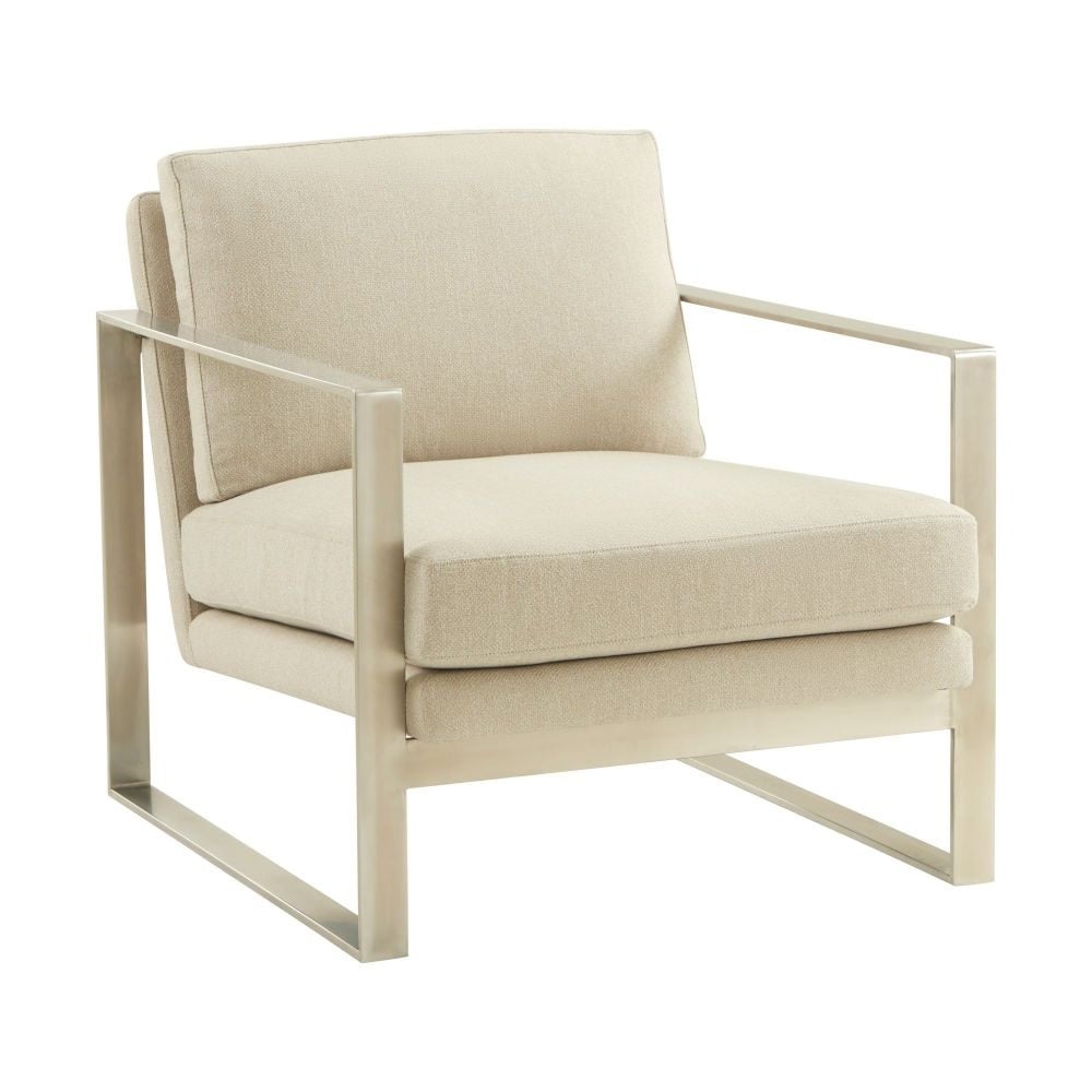 Bower Club Chair in Kendal Linen with Stainless Steel Leg
