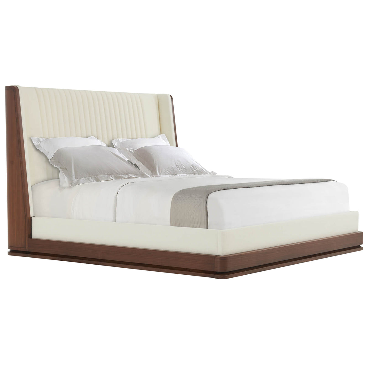 Coronet Walnut and Upholstered Channel Super King Bed
