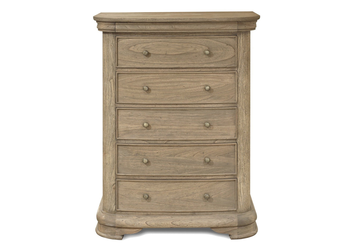 Keiichi Fulbrook Oak 6 Drawer Chest of Drawers – front view showing solid oak frame, six drawers and brass handles.