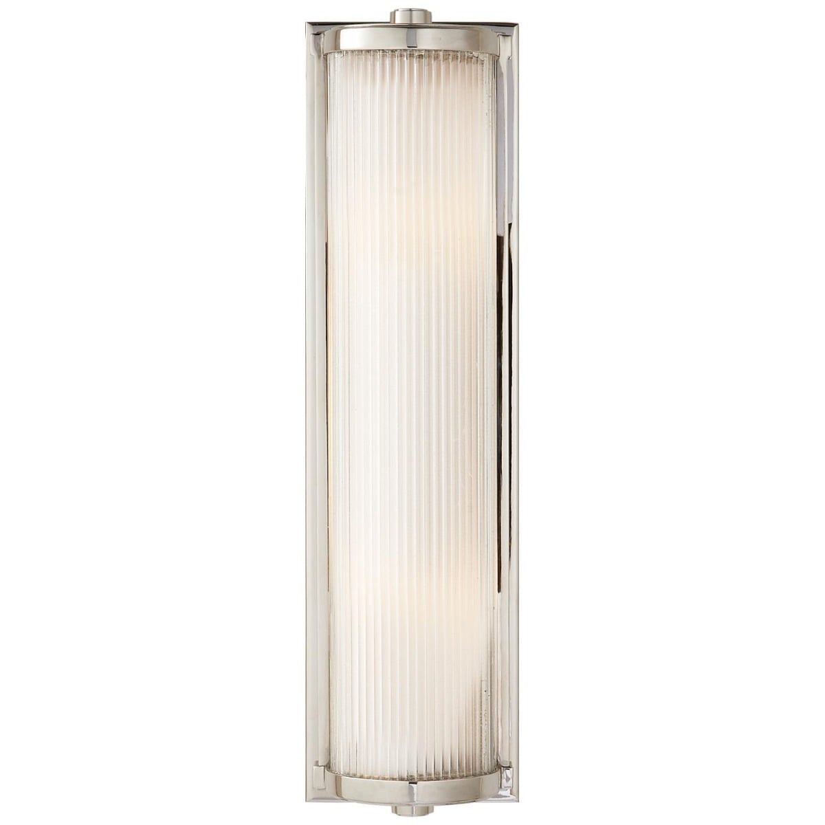 Dresser Long Glass Rod Light in Polished Nickel with Frosted Glass Liner
