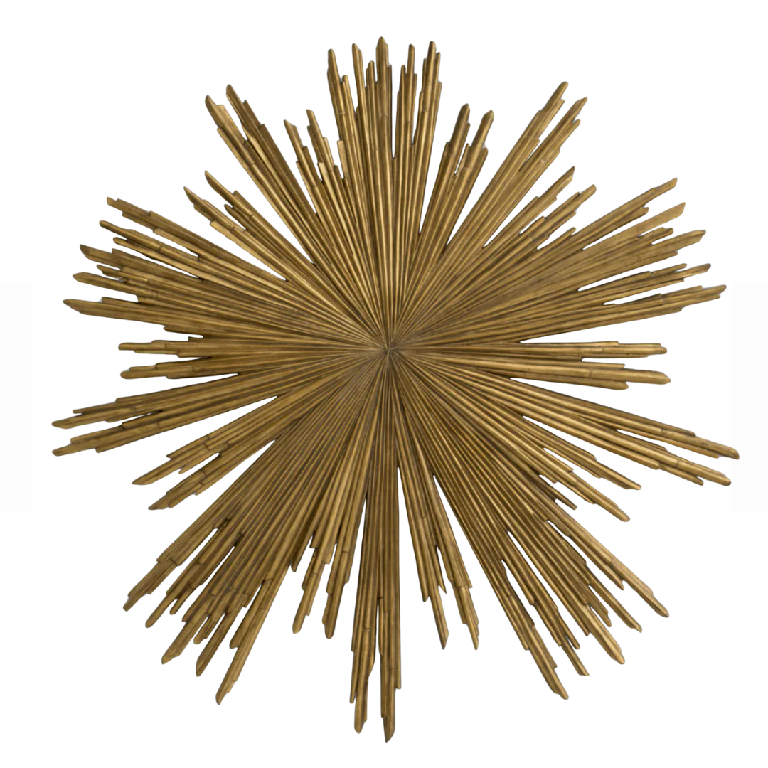 Sunburst Wall Object in Antique Gold
