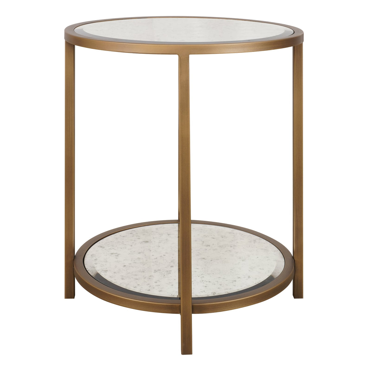 Upton Round Side Table in Antique Brass