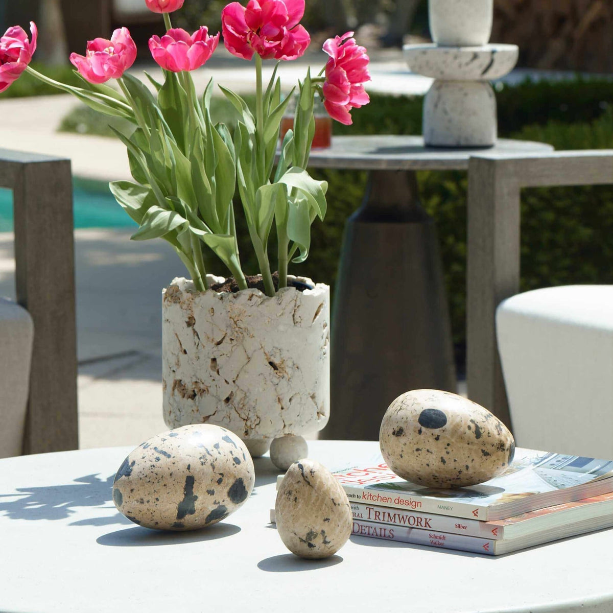 Nest Trio Indoor-Outdoor Stone Eggs, Set of 3