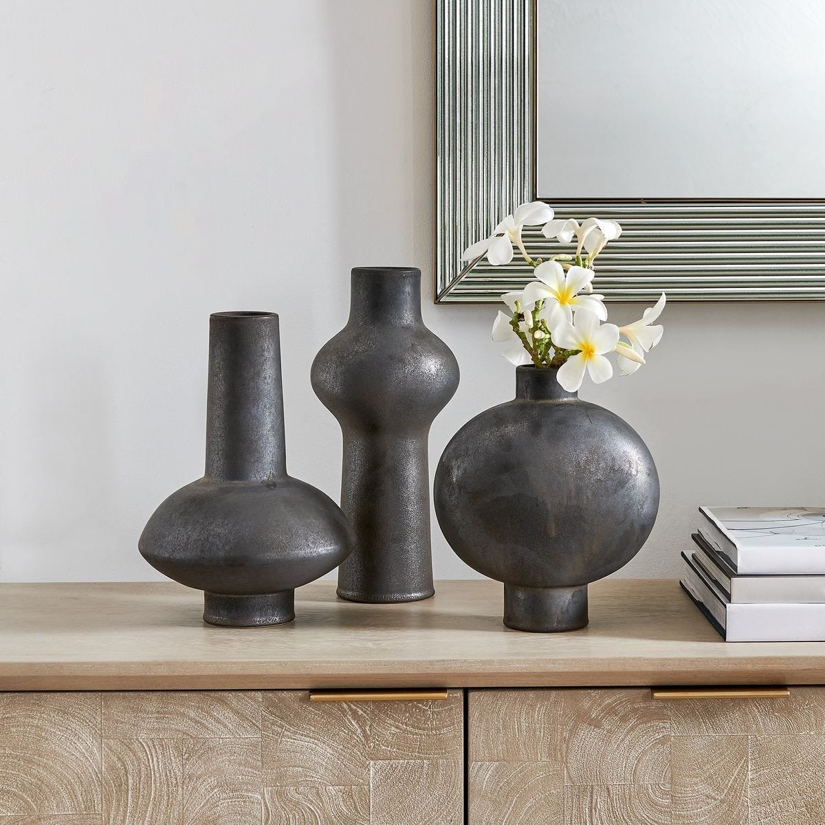 Charcoal Bloom Indoor-Outdoor Vases - Set of 3